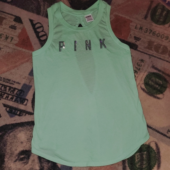 VS PINK Minty blingy tank top cut out in back - Picture 2 of 16